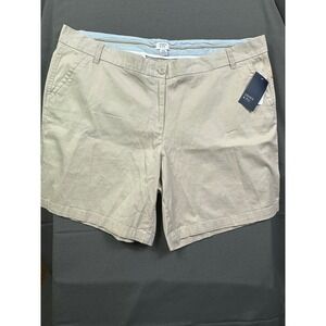 Crown & Ivy Caroline Shorts Women's 22W Pebble Beige Stretch Twill 9 Inseam NEW